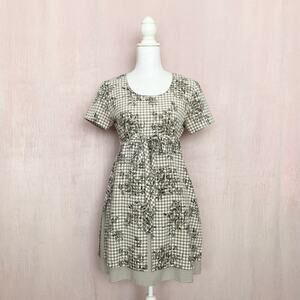 Vintage D.B.Y. Gingham Floral Tie Front Mini Dress, Size Medium